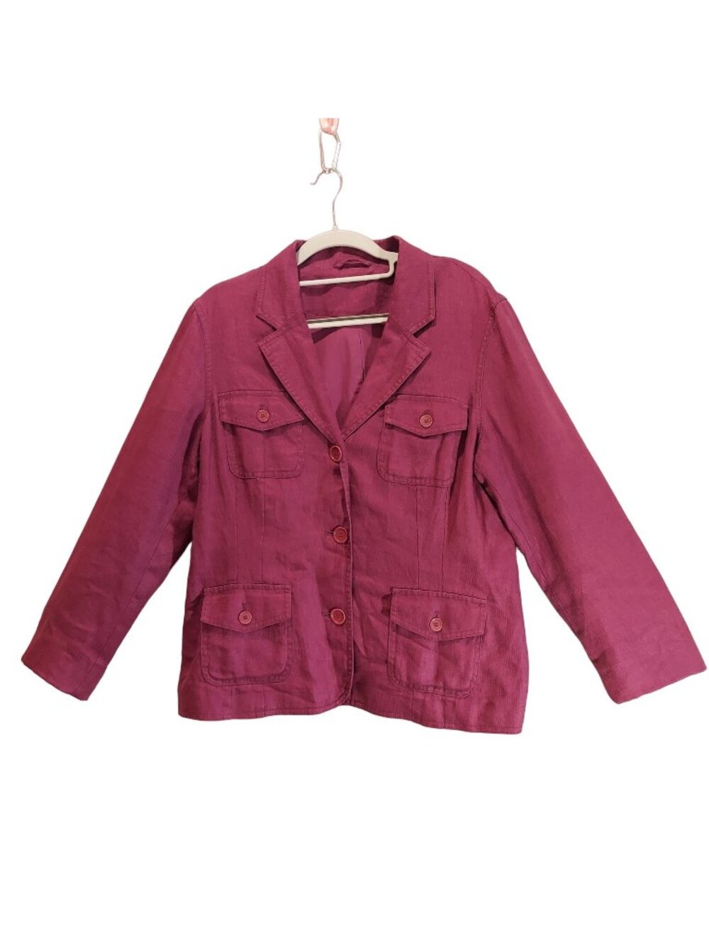 Boden Blazer Womens L Purple 100% Linen Button Notched Career Preppy Vacation